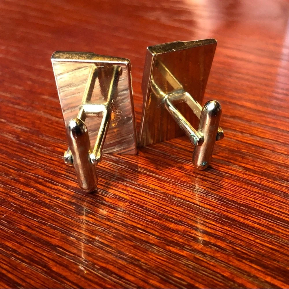 Swank Cufflinks gold color rectangle vintage